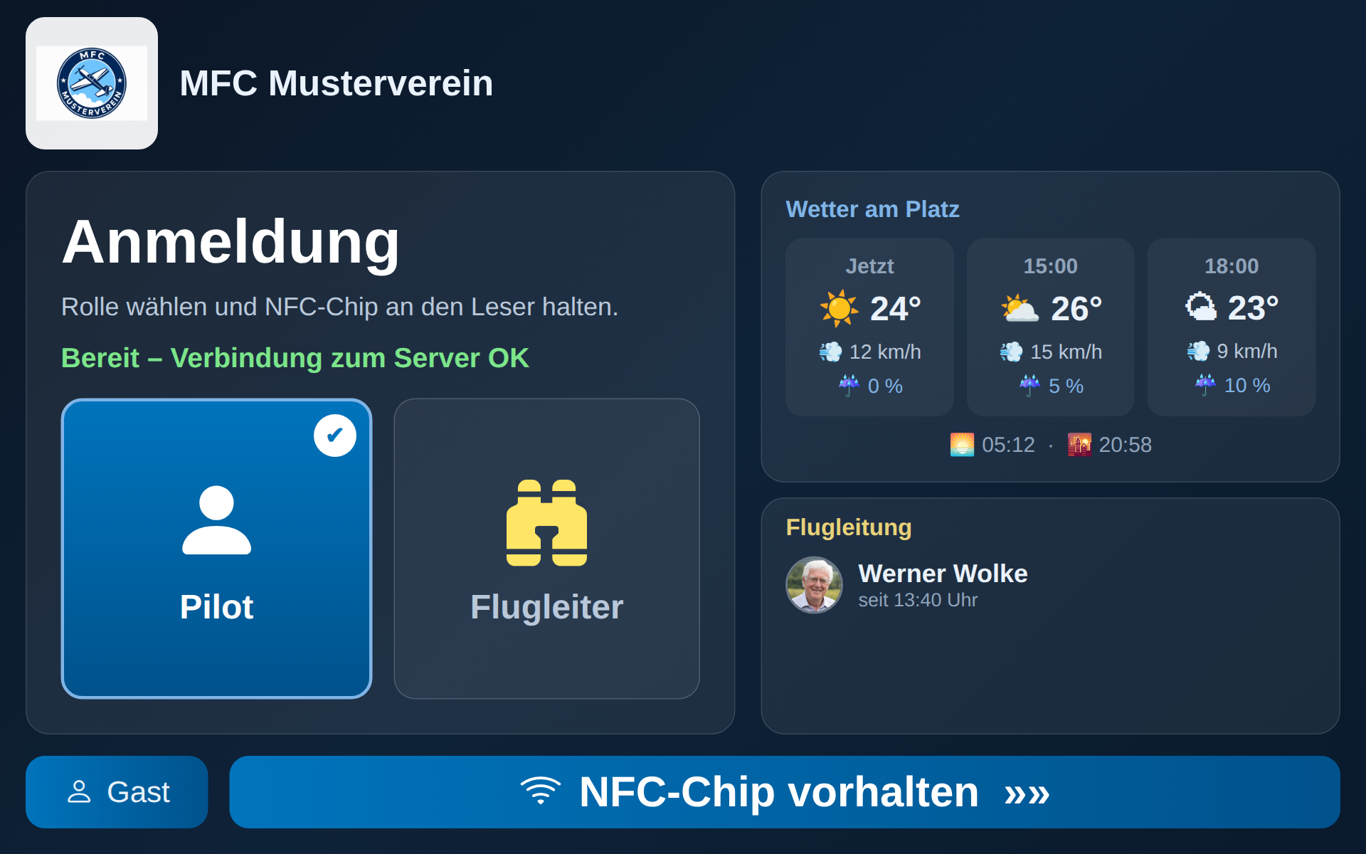 Tablet-Terminal am Platz